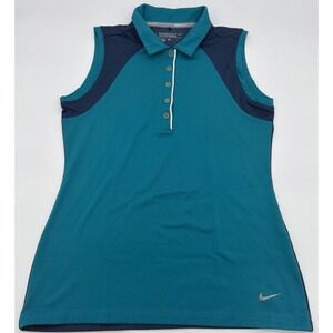 Nike Golf Tour Performance Polo Shirt Women Small Blue Sleeveless Active Casual